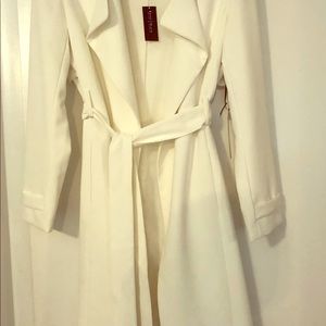 White House Black Market white trench coat